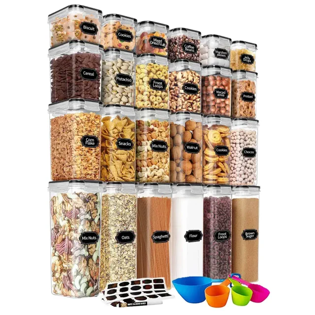 SUGIFT Airtight Food Storage Containers Set with Marker and Labels for Kitchen and Pantry Organization