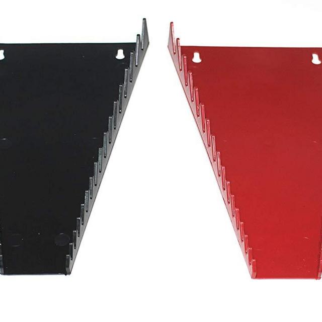 JSP Manufacturing Red & Black 16 Tool Standard Wrench Holder Wrench Organizer 2 Pack | Storage Rack Tray Tool Holder