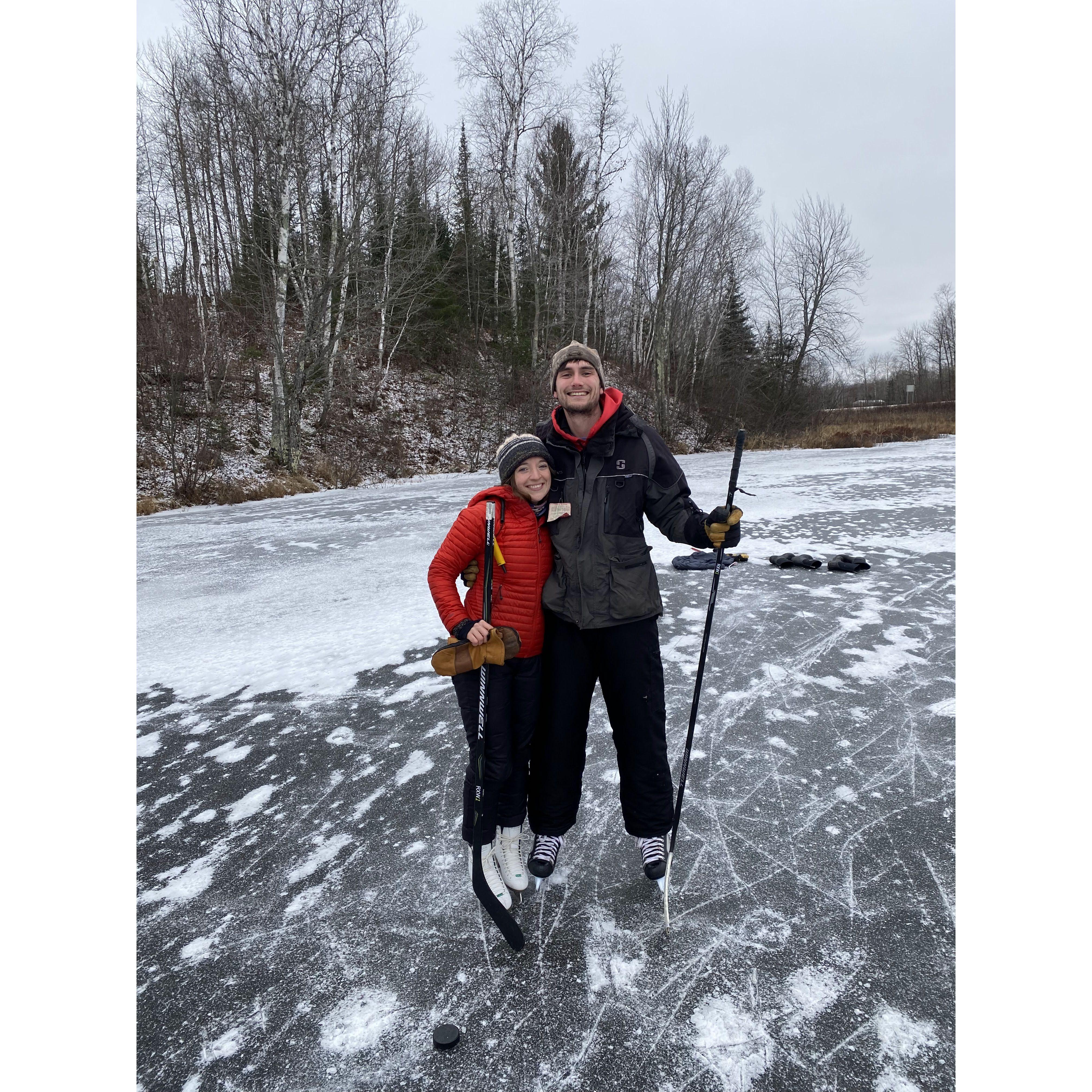 Ice skating on a random tiny pond near Duluth