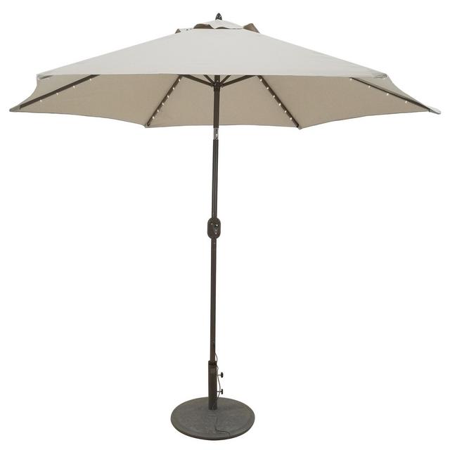 9' Round Lighted Patio Umbrella - Beige