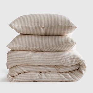 King Linen Duvet Cover Set | Quince in Natural/White Stripe