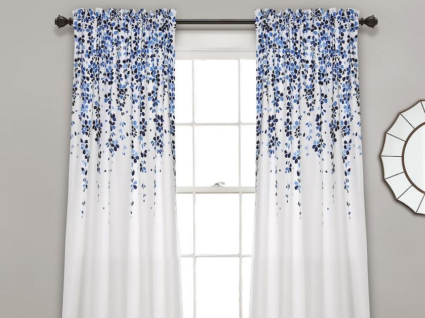 Half Moon 2-pack Weeping Flowers Window Curtains