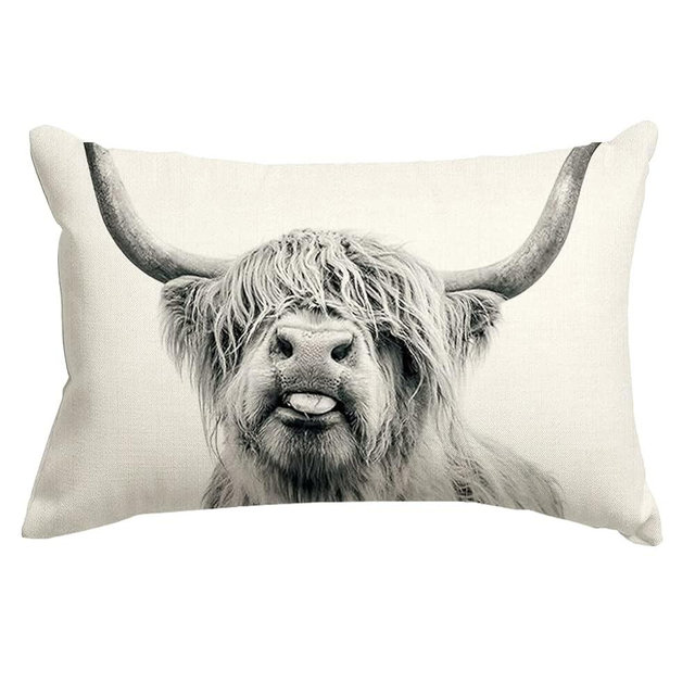 RABUSOFA Western Decor Lumbar Pillow Covers 12x20,Highland Cow Print Pillows Decorative Throw Pillows,Funny Outdoor Cow Cushion Cases Farmhouse for Couch Sofa Bedroom Gray