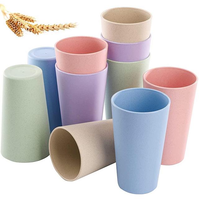 WUWEOT 10 Pack Unbreakable Wheat Straw Cup, 21 OZ Reusable Drinking Cup Tumbler Water Mugs for Parties, Events, Marketing, Weddings, DIY Projects or BBQ Picnics, BPA-free Dishwasher Safe