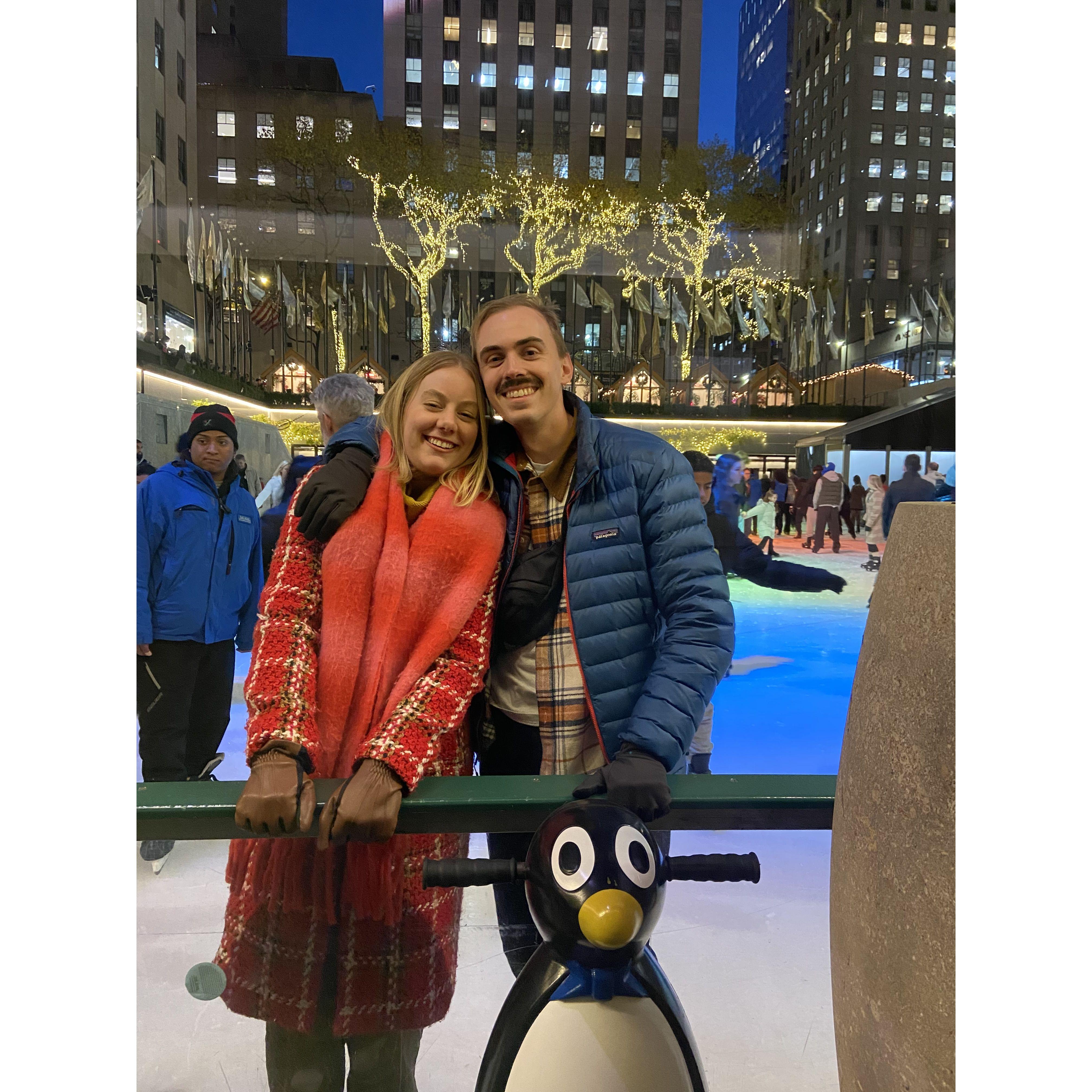 Ice skating the Rink at Rockefeller Center