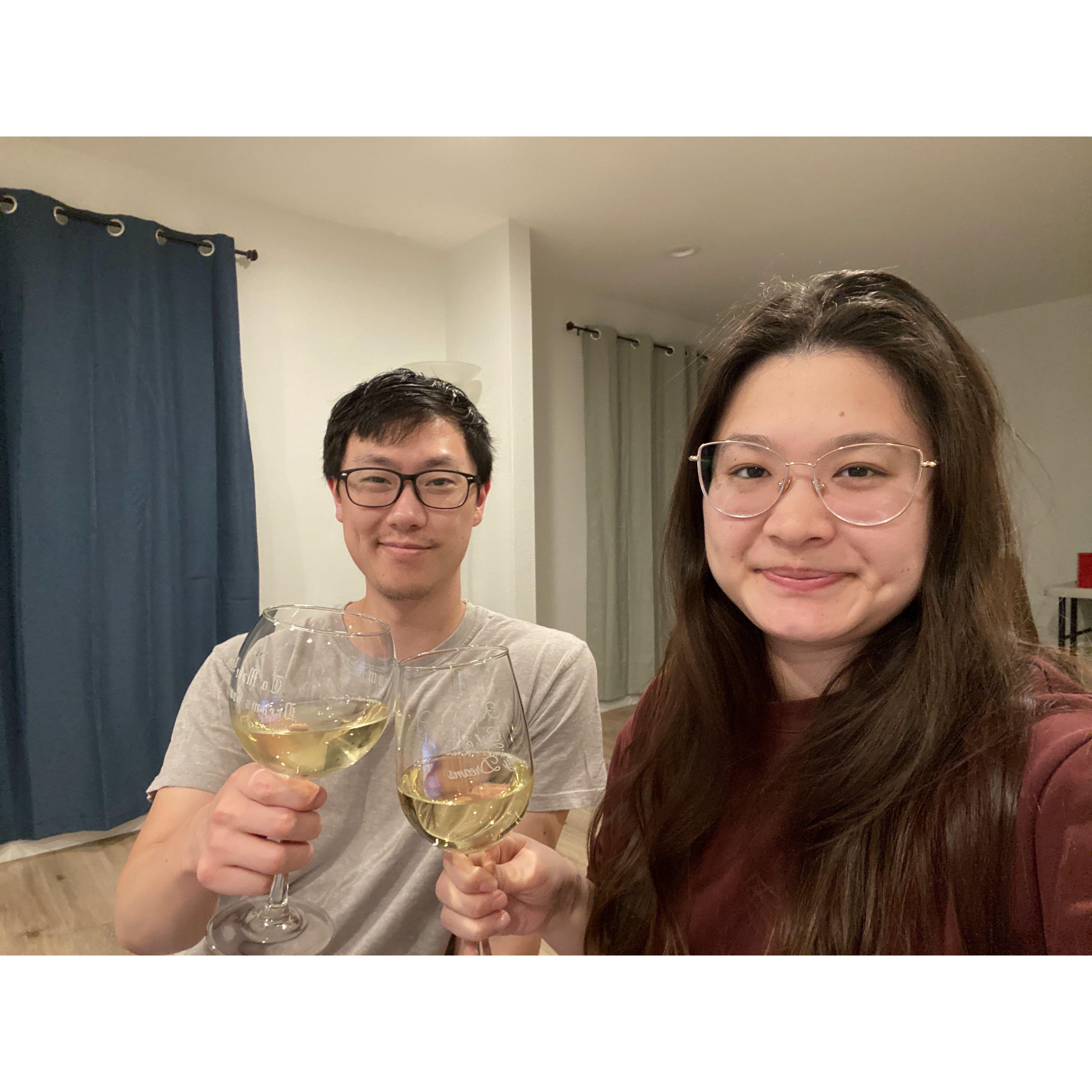 Celebrating our first day in our first place together!