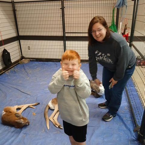 Katie and Oliver checking out some kangaroos