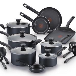 Groupe SEB - T-fal B167SI Initiatives Nonstick Inside and Out Dishwasher Safe Oven Safe Cookware Set, 18-Piece, Charcoal