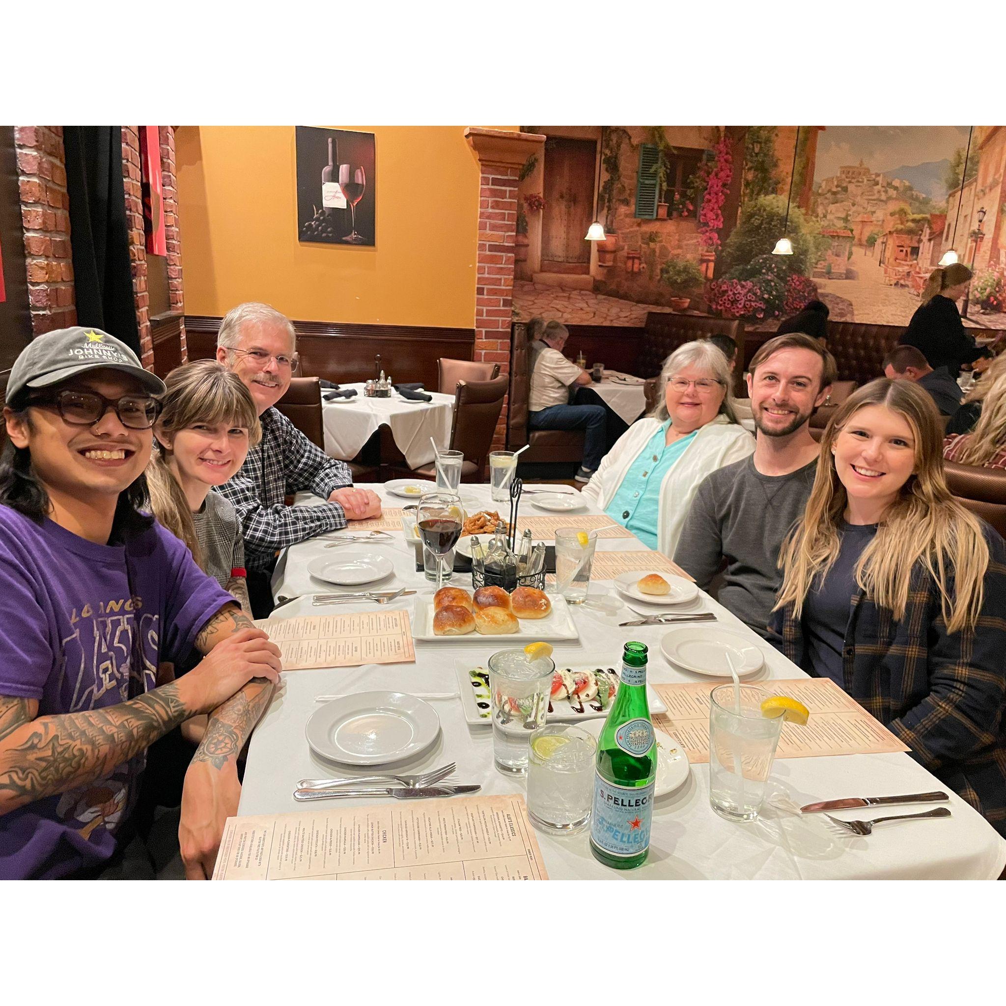 Dinner at an Italian restaurant in San Antonio!