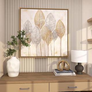 Contemporary Canvas Square Veined Leaf Wall Art