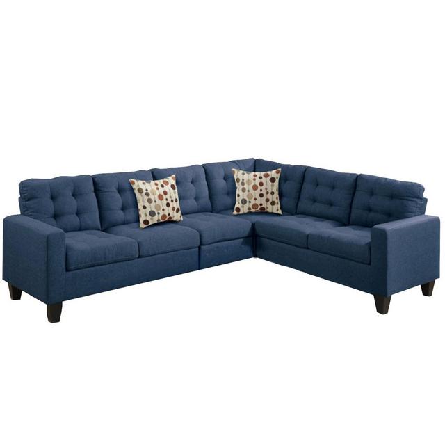 4pc Winsome Polyfiber Plywood & Solid Pine Sectional Navy - Benzara
