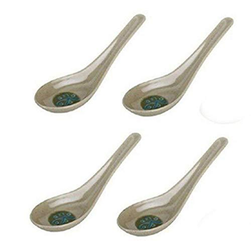 JapanBargain 2344x4, Set of 4 Soup Spoons Asian Chinese Wonton Spoon Japanese Soba Rice Spoon Pho Spoon Ramen Noodle Soup Spoons, Green