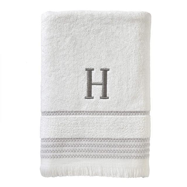 SKL Home Casual Monogram Bath Towel, H, 28x54, White