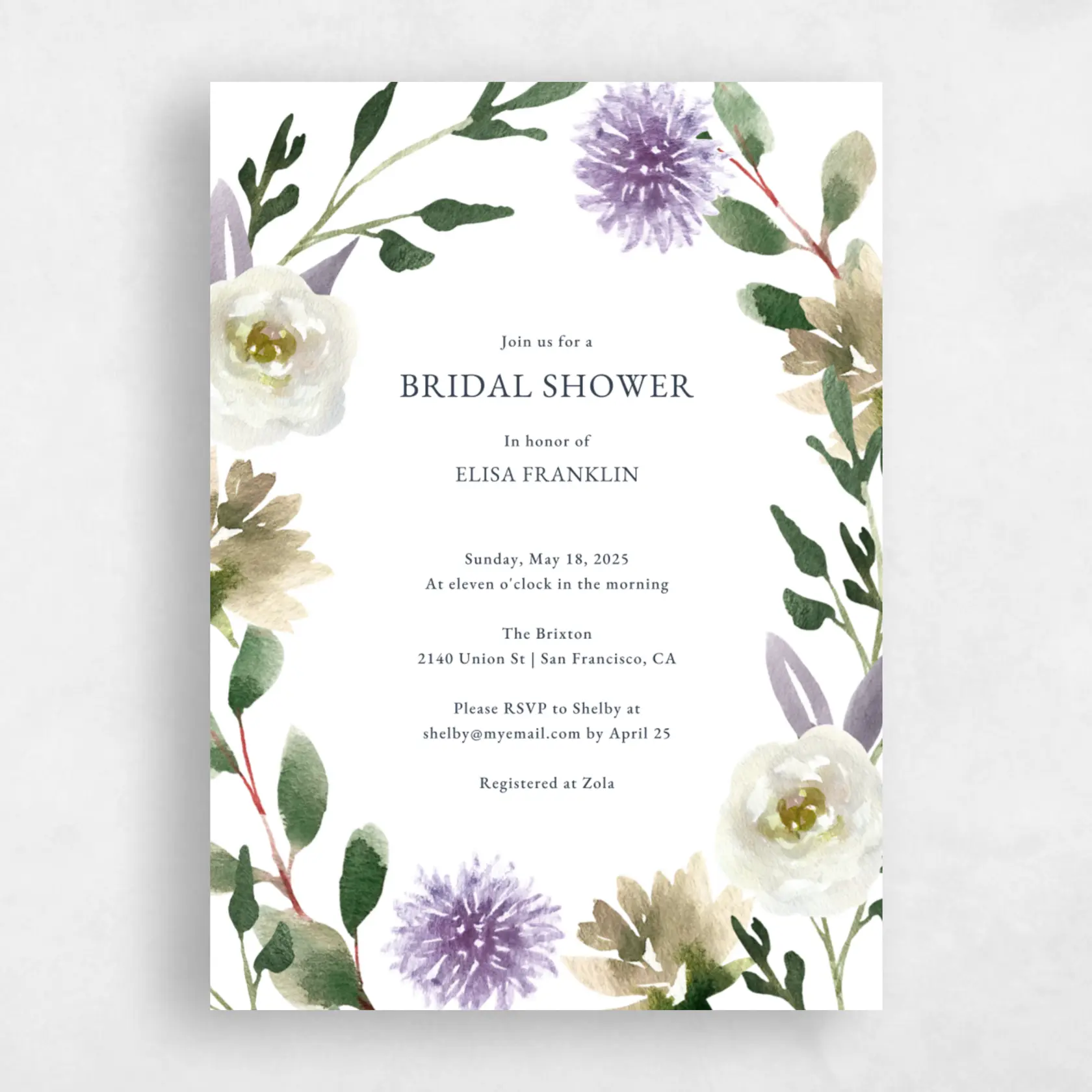 Wedding Shower Invitation - Windsong Portrait preview