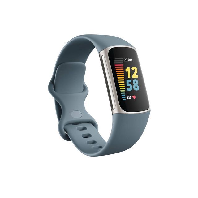 Fitbit Charge 5 Activity Tracker Platinum with Mineral Blue Band