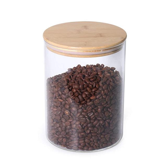 77L Food Storage Jar with Wooden Lid, 103 FL OZ (3050 ML) Airtight Seal Glass Coffee Bean Container, Clear Food Storage Canister Serving for Coffee, Tea, Sugar and More