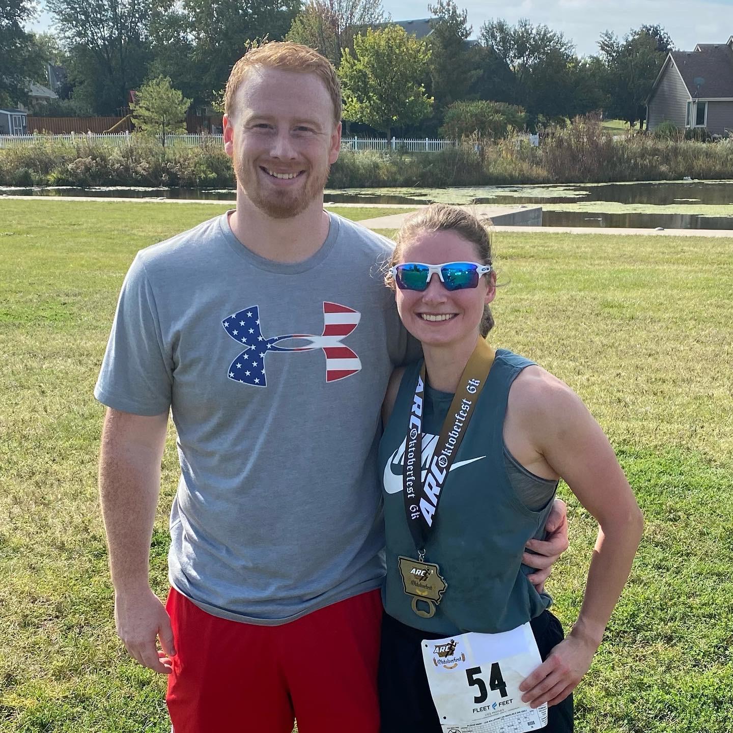 Tyler has spectated and supported Kaleigh through multiple competitions. These competitions include the Oktoberfest 6k, CrossFit Open, and the Women's Barbell Classic.