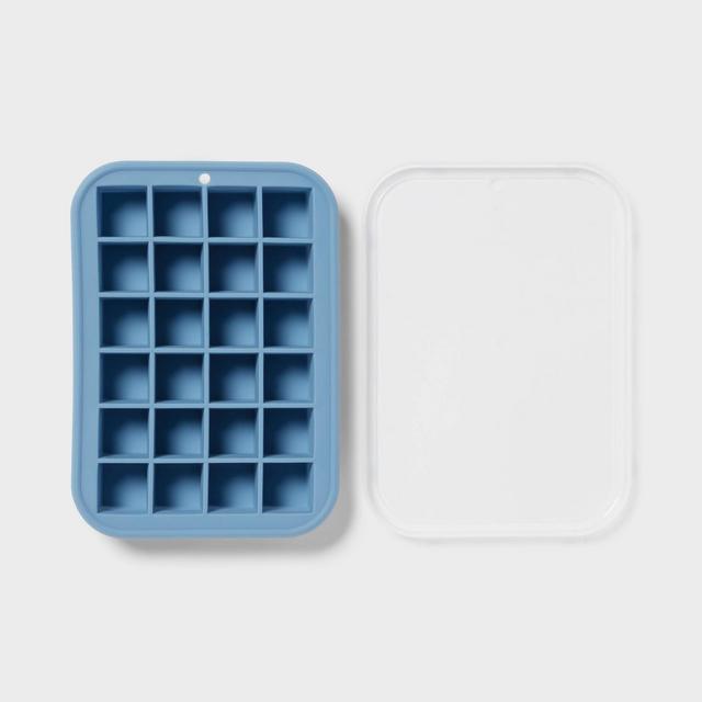 Silicone Cube Ice Tray with Lid Blue - Room Essentials™