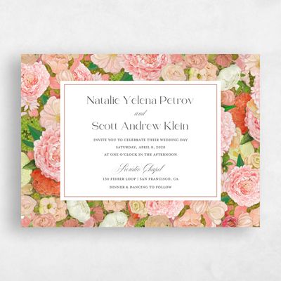 Coral, Pink Wedding Invitation - Horto Landscape