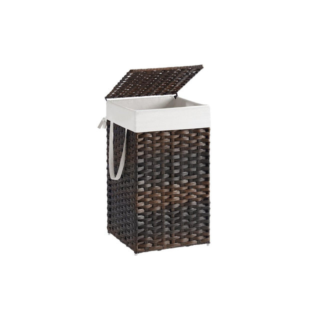 17.2 Gallon Wicker Laundry Hamper with Lid Laundry Basket with Handles Clothes Hamper Foldable Removable Liner Bag Brown