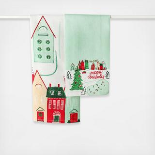 Christmas in the Village Town Hand Towel, Set of 2