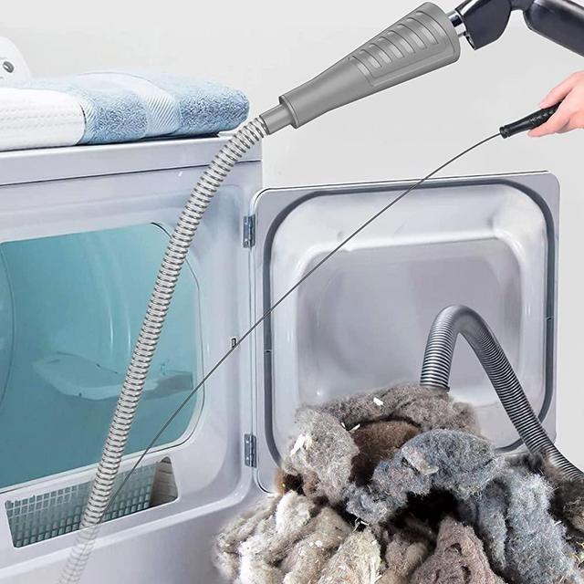 Dryer Vent Cleaner Kit Vacuum Hose Attachment Brush Lint Remover Power Washer and Dryer Vent Vacuum Hose Grey