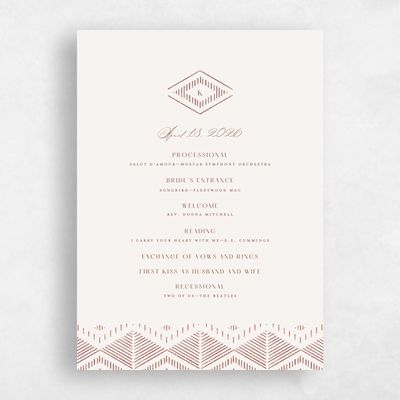 Brown Boho Wedding Program - Wellington