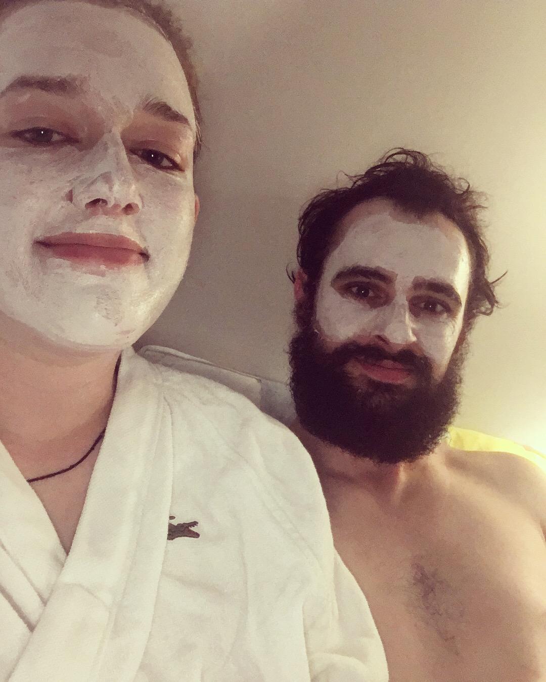 We celebrated signing our first lease together with a couple face masks