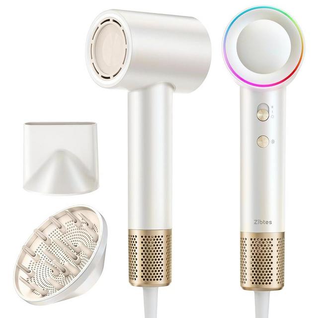 High-Speed Hair Dryer, 160,000 RPM Brushless Motor for Ultra-Fast Drying,500M Ionic Negative for Frizz Reduce, Low Noise Thermo-Control Blow Dryer with Diffuser for Curly Hair Women and Men,White