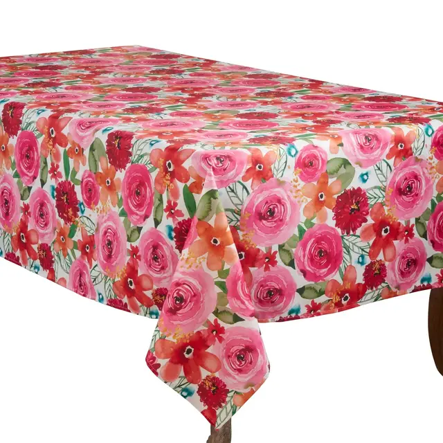 Saro Lifestyle Large Floral Print Tablecloth, Multi, 65" x 120"