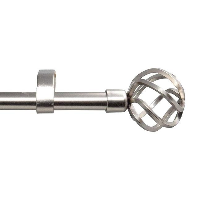 gb Home Collection Empyrean Grace Curtain Rod, 48-84 in, Satin Nickel, Metal Single Rod Window Treatment Rod Drapery Rod