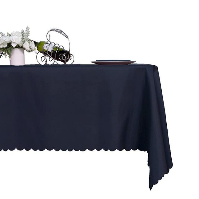 LUSHVIDA Rectangle Table Cloth – Washable Water Resistance Microfiber Tablecloth Decorative Table Cover for Banquet Party Kitchen Dining Room, Navy 60 X 84 Inch