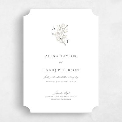 White Ticket Wedding Invitation - Sweetbay Classic