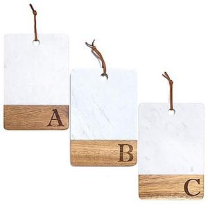 Artisanal Kitchen Supply® Monogram Letter "M" Marble and Acacia Wood Paddle Board