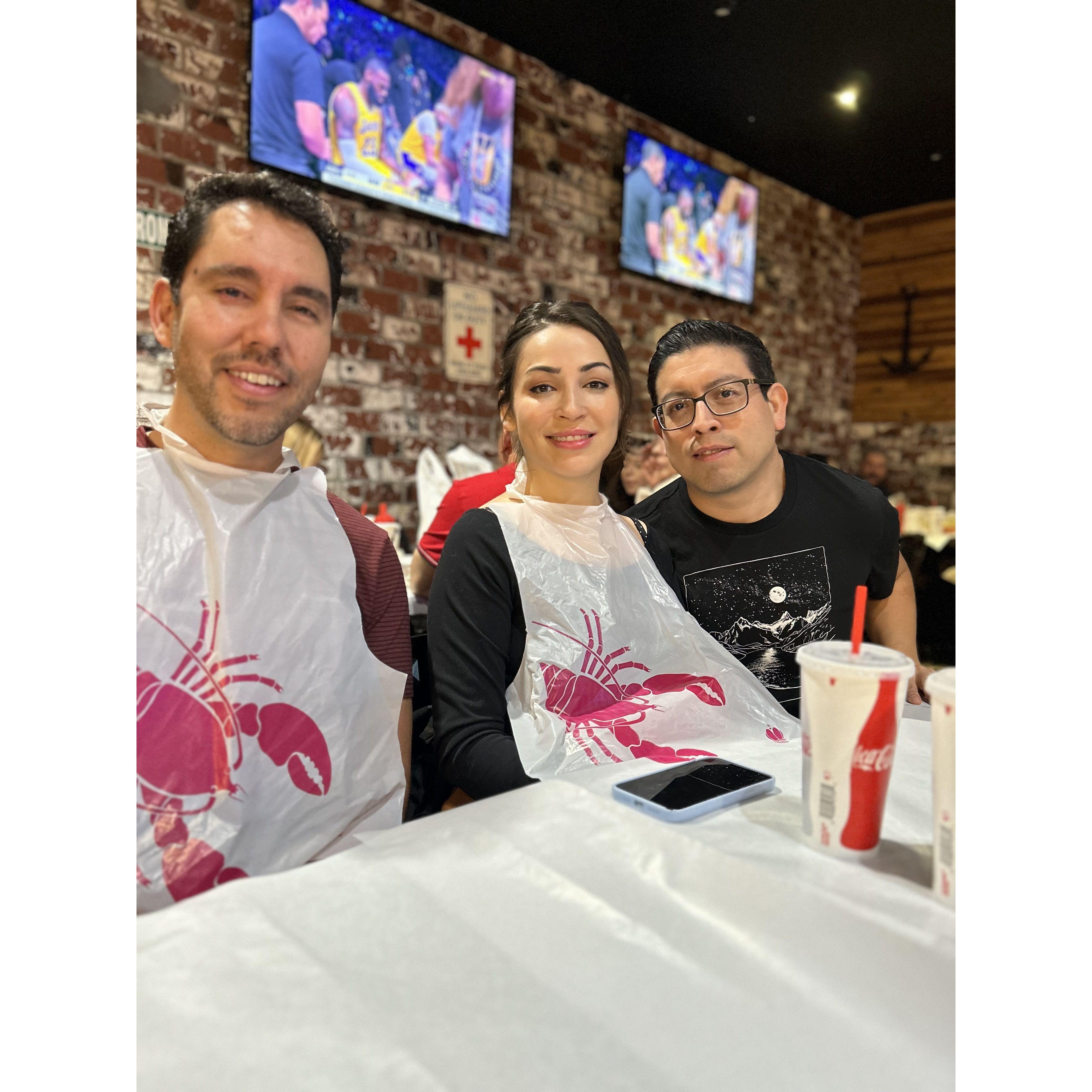 Sol finally got to eat at the boiling crab for his birthday- Dec 2023.