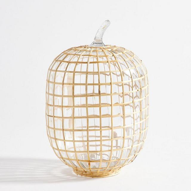 Palm Rattan Pumpkin Cloche, Large, Natural