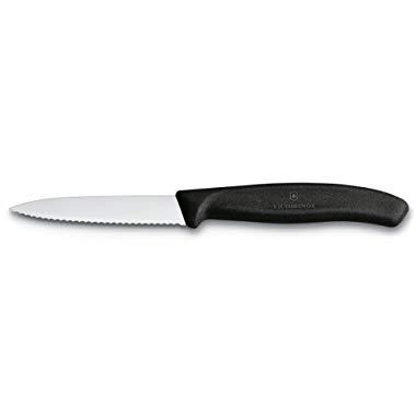 Victorinox 6.7633, Blac 3.25 Inch Swiss Classic Paring Knife with Serrated Edge, Spear Point, Black, 3.25"