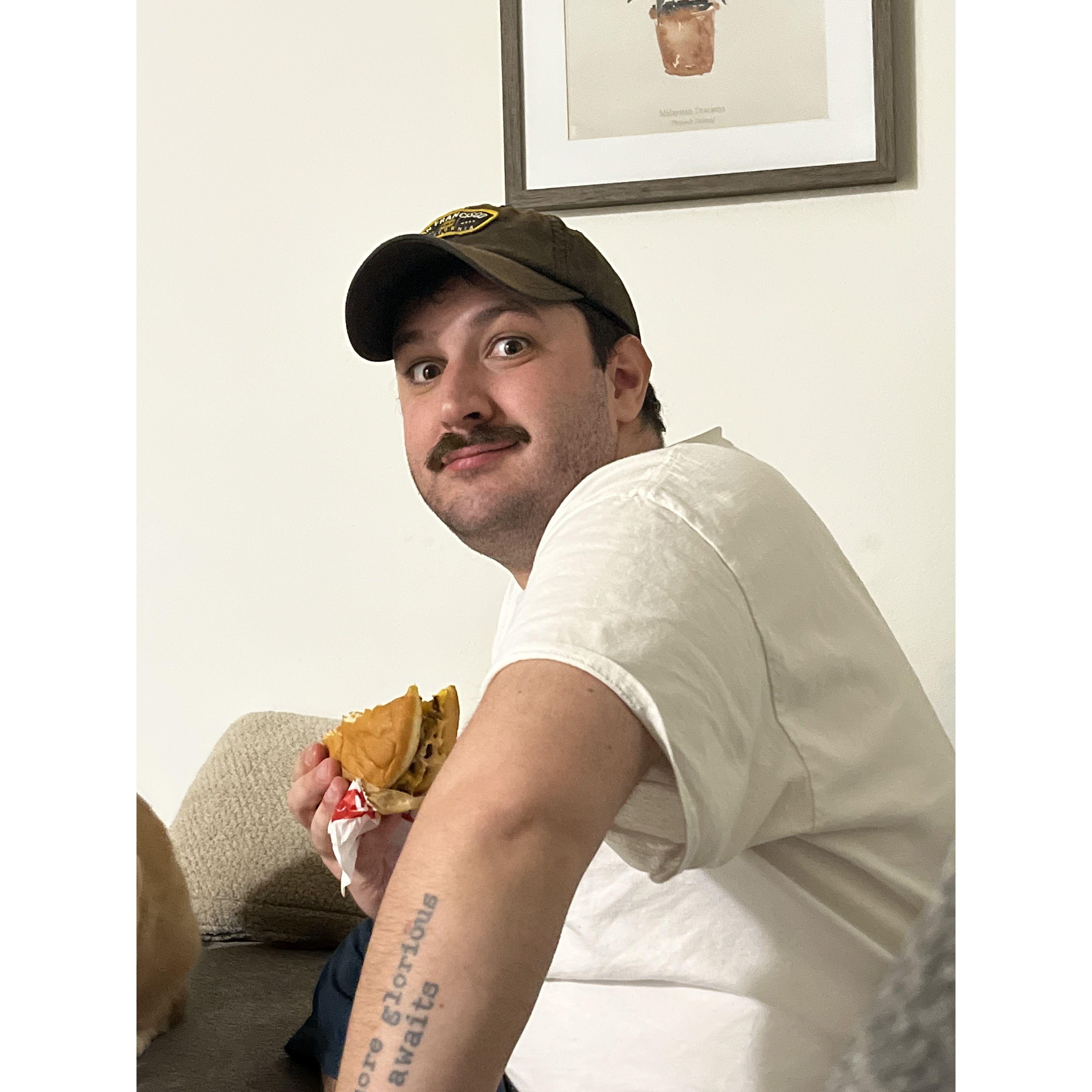 Caught red-handed with a borger.