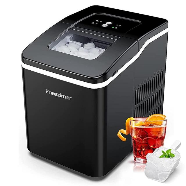 Freezimer Ice Makers Countertop, 27 Lbs/24 Hours, Portable Ice Maker Machine Countertop, 9 Ice Cubes Ready in 8 Mins, Self-Cleaning Ice Machine with Ice Scoop and Basket for Home Office Bar Party