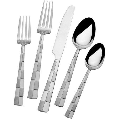 International Silver 5108515 Checkered Frost Stainless Steel Flatware, 20-Piece Set, Service for 4