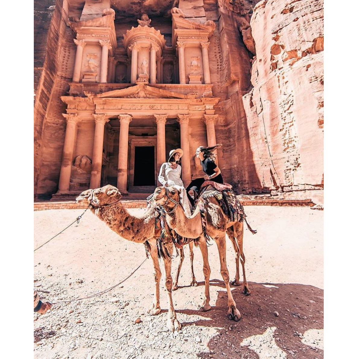 Al-Khazneh (Arabic: الخزنة; "The Treasury"), is the most elaborate temple in Petra. As with most of the other buildings, this structure was hand carved out of a sandstone rock face!