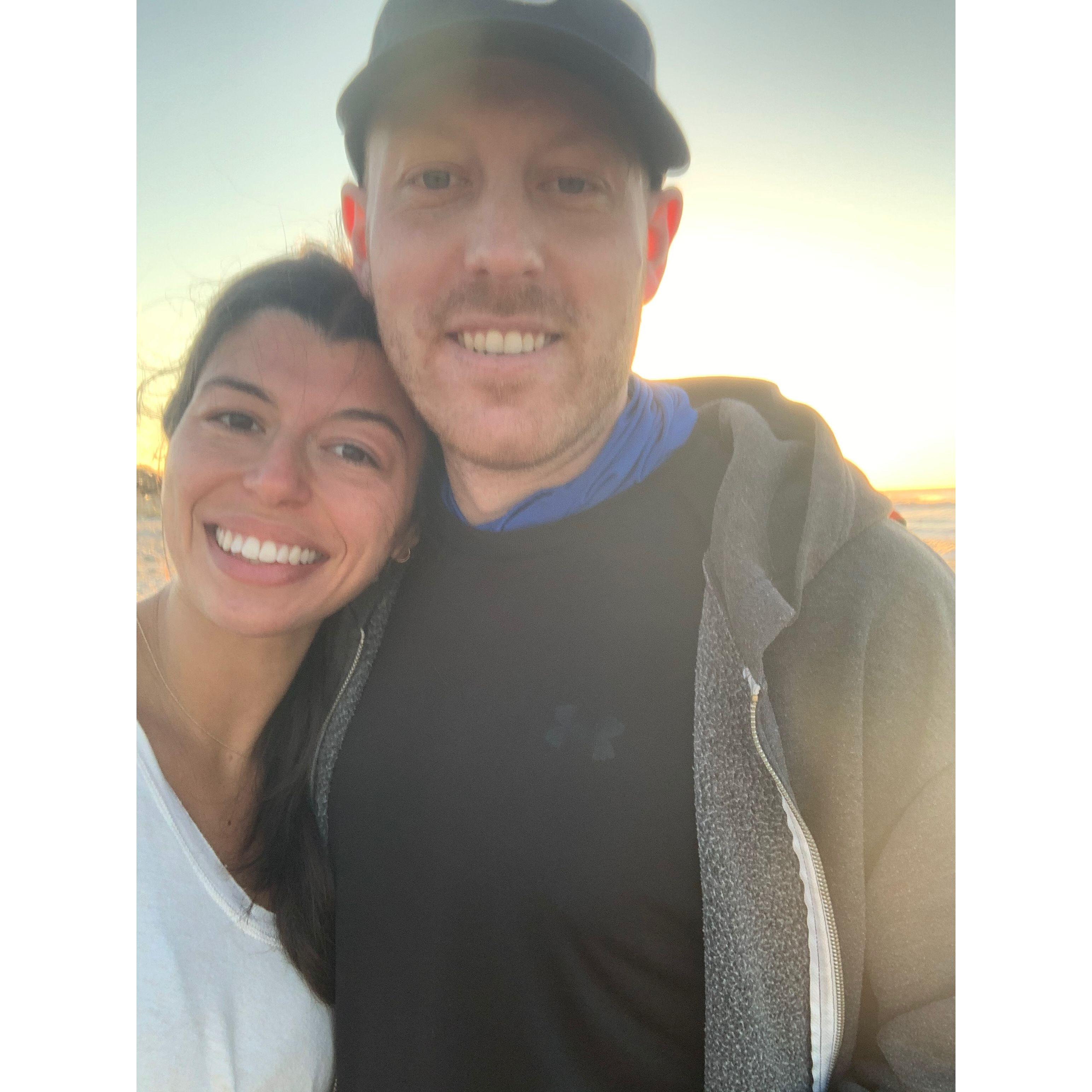Aug 2020: Our first photo together and the last time Nicole got Scott out of the house before 6AM.