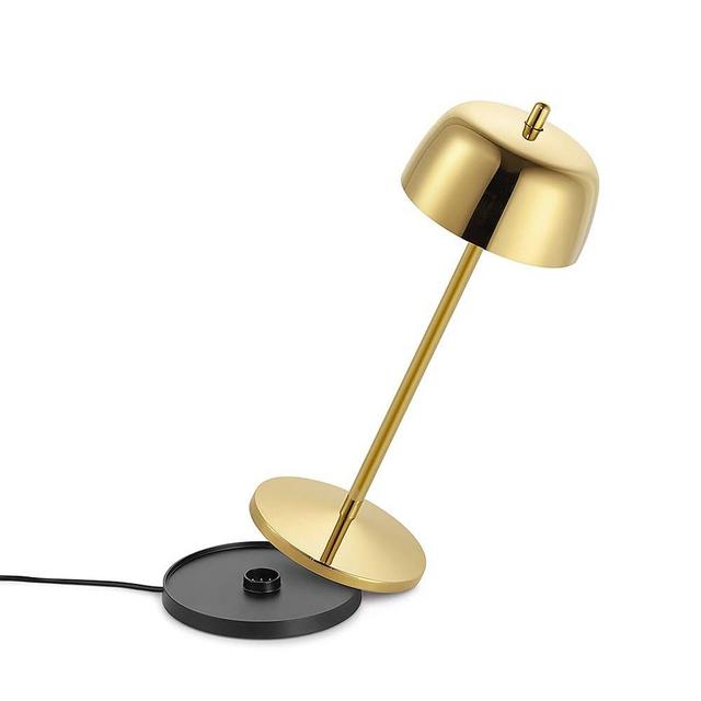 Theta Table lamp Dimmable Wireless LED New 2022 | US Plug | IP65 Protection, Indoor / Outdoor use | Contact Charging Base | Long Term up 12 Hours, US Plug Adapter (Gold)