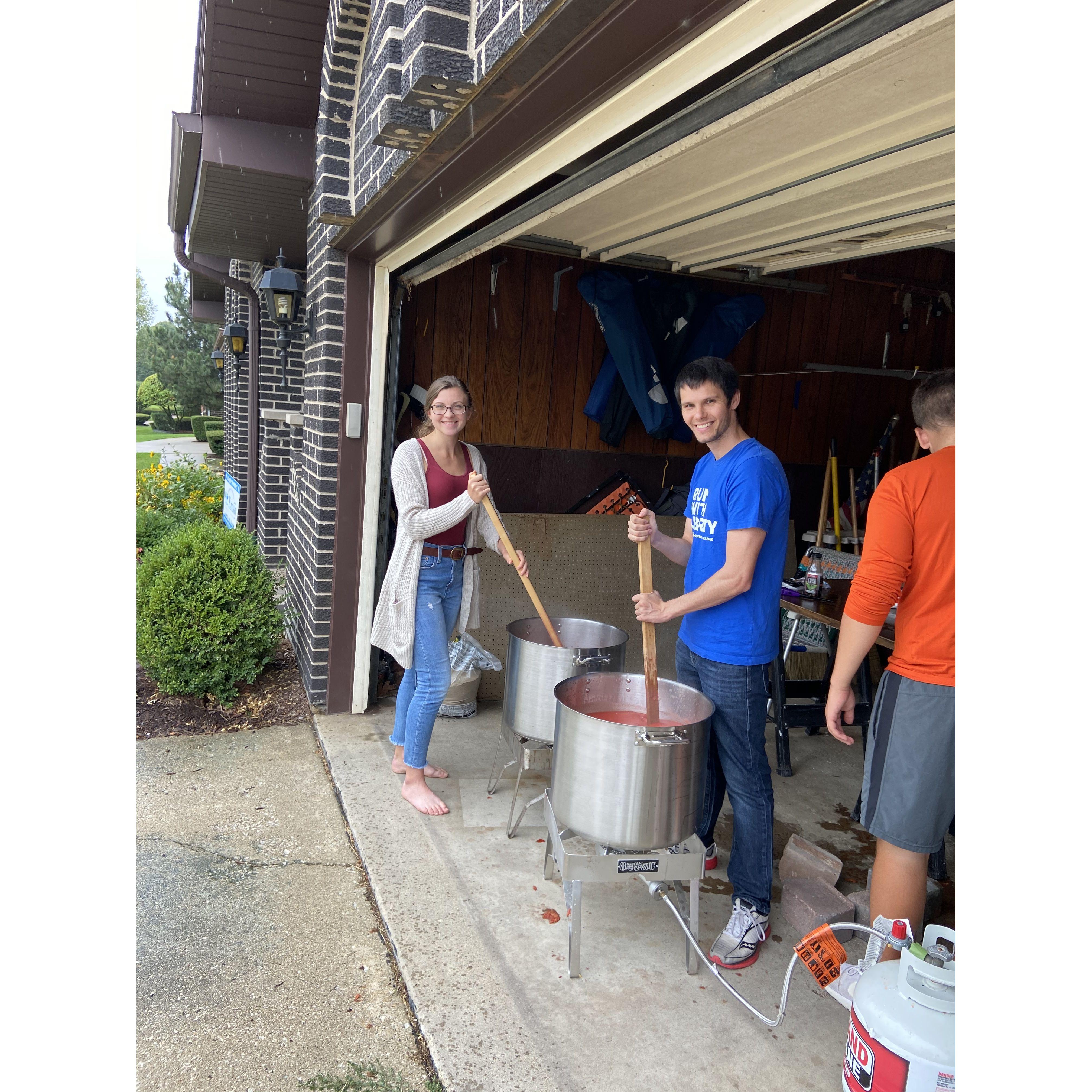 More evidence of Nick & Amanda helping make tomato sauce and making sure to not let any burn. They did a great job!