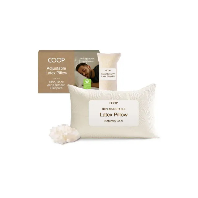 Coop Home Goods Adjustable Latex Pillow Queen, with Talalay Latex & Microfiber Fill, Naturally Cooling, Eco-Friendly, Medium Firm Support