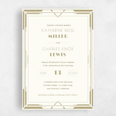 Beige Elegant Wedding Invitation - Baker Frame
