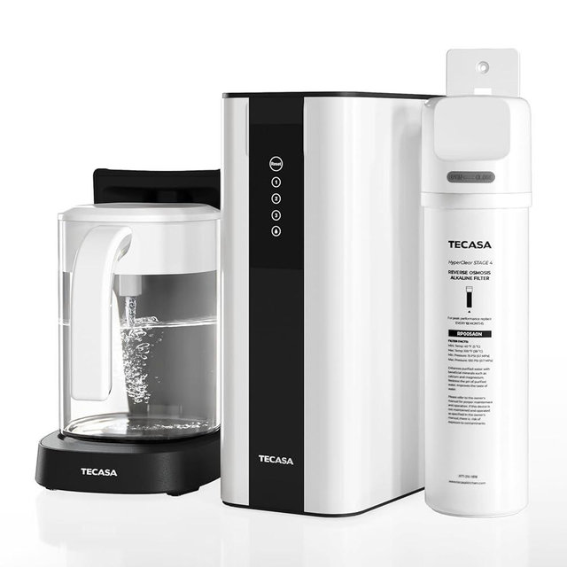 Tankless Reverse Osmosis System with Auto-Fill Pitcher & Alkaline PH+ Mineral Filter, TECASA 5-Stage Under Sink RO Water Filter, NSF Certified 0.0001μm for PFAS/Lead Removal, Space-Saving for Home/RV