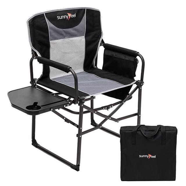 Camping Directors Chair, Heavy Duty,Oversized Portable Folding Chair with Side Table, Pocket for Beach, Fishing,Trip,Picnic,Lawn,Concert Outdoor Foldable Camp Chairs