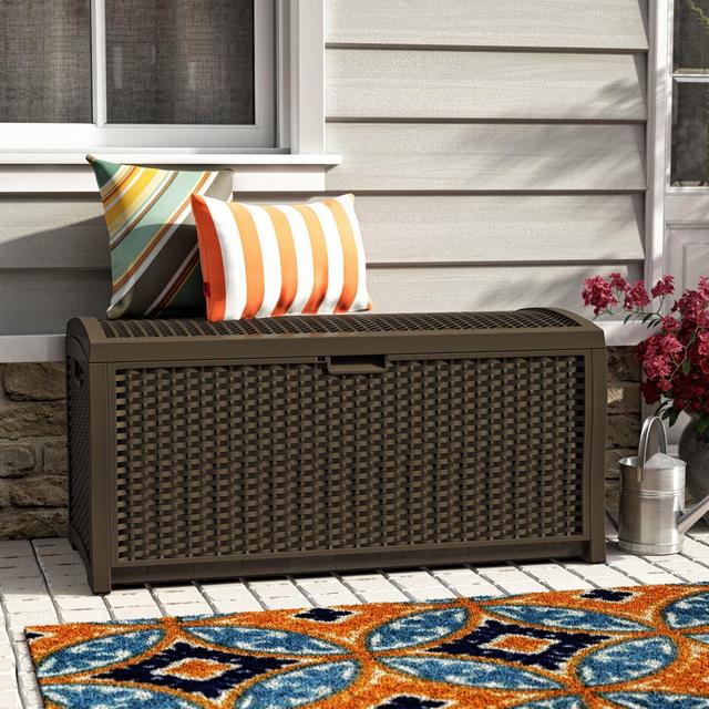 73 Gallon Resin Wicker Deck Box