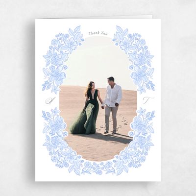 Dark Pastel Blue Wedding Thank You - Siena Photo